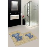 Evdeya Dijital Yıkanabilir Kaymaz Modern Fil Desen İkili Banyo Halısı Paspas Klozet Takımı KLOZET-33, Kahverengi, 40 x 60