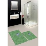 Evdeya Dijital Yıkanabilir Kaymaz Modern Kuş Desen İkili Banyo Halısı Paspas Klozet Takımı KLOZET-36, Yeşil, 40 x 60