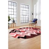 Evdeya Etnik Modern Desen Dijital Kaymaz Taban Yıkanabilir Oval Yolluk Mutfak Salon Halısı O-MODERN-24, Kırmızı, 80 x 300