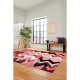 Evdeya Etnik Modern Desen Dijital Kaymaz Taban Yıkanabilir Yolluk Mutfak Salon Halısı MODERN-24, Kırmızı, 100 x 200