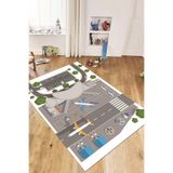 Evdeya Havalimanı Uçak Temalı Eğitici Eğkendirici Çocuk Odası Oyun Halısı ÇOCUK-50, Beyaz, 100 x 150