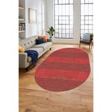 Evdeya Jüt Desenli Dijital Kaymaz Taban Yıkanabilir Modern Oval Yolluk Koridor Salon Halısı O-JÜT-13, Kırmızı, 80 x 200