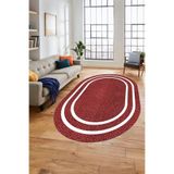 Evdeya Jüt-Hasır Desen Dijital Baskı Kaymaz Taban Yıkanabilir Oval Yolluk Koridor Salon Halısı O-JÜT-12, Kırmızı, 60 x 100