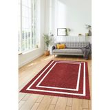 Evdeya Jüt-Hasır Desenli Dijital Baskı Kaymaz Taban Yıkanabilir Yolluk Koridor Salon Halısı JÜT-12, Kırmızı, 80 x 250