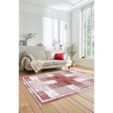 Evdeya Jüt-Hasır Desenli Dijital Kaymaz Taban Yıkanabilir Mutfak Yolluk Koridor Salon Halısı JÜT-11, Kırmızı, 40 x 60