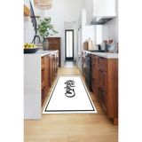 Evdeya Kitchen Yazılı Çerçeveli Kaymaz Taban Yıkanabilir Yolluk Mutfak Halısı MUTFAK-42, Beyaz, 60 x 150