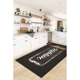Evdeya Kitchen Yazılı Merdane Desenli Yıkanabilir Yolluk Mutfak Halısı MUTFAK-28, Antrasit, 60 x 100