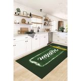 Evdeya Kitchen Yazılı Merdane Desenli Yıkanabilir Yolluk Mutfak Halısı MUTFAK-28, Yeşil, 60 x 150