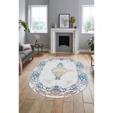 Evdeya Klasik Çerçeve Desen Modern Yıkanabilir Yolluk Mutfak Oval Salon Halısı O-ÇERÇEVELİ-19, Çok Renkli, 80 x 200