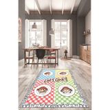 Evdeya Lets Cook Yazılı Yıkanabilir Kaymaz Taban Modern Yolluk Mutfak Halısı MUTFAK-36, Çok Renkli, 180 x 300