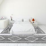 Evdeya Modern Şık Dijital Baskılı Kaymaz Taban Yıkanabilir Üçlü Yatak Odası Takımı, Modern-07-Antrasit, - 80 x 600 cm