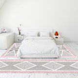 Evdeya Modern Şık Dijital Baskılı Kaymaz Taban Yıkanabilir Üçlü Yatak Odası Takımı, Modern-07-Pembe, - 80 x 600 cm