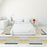 Evdeya Modern Şık Dijital Baskılı Kaymaz Taban Yıkanabilir Üçlü Yatak Odası Takımı, MODERN-107-KREM, - 80 x 600 cm