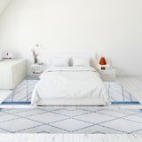 Evdeya Modern Şık Dijital Baskılı Kaymaz Taban Yıkanabilir Üçlü Yatak Odası Takımı, Modern-76-Mavi, - 80 x 600 cm