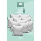 Eve Tekstil 10 Adet Diamant Plus Kare Kırlent Yıkanabilir Antialerjik Silikon Elyaf Yastık 40 x 40 cm 400 gr - 50 x 70 cm - Beyaz