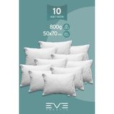 Eve Tekstil 10 Adet Diamant Plus Kılıflı Fermuarlı Yıkanabilir Antialerjik Silikon Elyaf YASTIK 50 x 70 cm 800 GR - Beyaz
