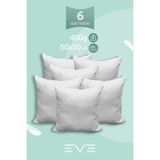 Eve Tekstil 6 Adet Diamant Plus Kare Kırlent Yıkanabilir Antialerjik Silikon Elyaf Yastık 40 x 40 cm 400 gr - 50 x 70 cm - Beyaz