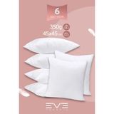 Eve Tekstil 6 Adet Throw Serisi Antialerjik Silikon Elyaf Dolgulu Kırlent Iç Kare Yastık 45 x 45 cm 350GR - Beyaz