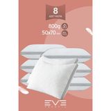 Eve Tekstil 8 Adet Klima x Serisi Kılıflı Fermuarlı Klimali Antialerjik Silikon Elyaf Yastık 50 x 70 cm 900 gr - Beyaz