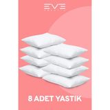 Eve Tekstil 8 Adet Micro Silikon Elyaf Nonwoven Yıkanabilir Antialerjik Ev ve Hotel Yastık 50 x 70 cm 700 gr - 50 x 70 cm - Beyaz