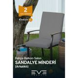 Eve Tekstil Bahçe - Salon - Balkon Arkalıklı Fermuarlı Bağlanabilir Yıkanabilir Sandalye Minderi 2 Adet - 40 x 40 cm - Gri