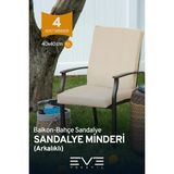Eve Tekstil Bahçe - Salon - Balkon Arkalıklı Fermuarlı Bağlanabilir Yıkanabilir Sandalye Minderi 4 Adet - 40 x 40 cm - Krem