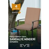 Eve Tekstil Bahçe - Salon - Balkon Arkalıklı Fermuarlı Bağlanabilir Yıkanabilir Sandalye Minderi 4 Adet