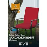 Eve Tekstil Bahçe - Salon - Balkon Arkalıklı Fermuarlı Bağlanabilir Yıkanabilir Sandalye Minderi 8 Adet