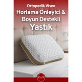 Eve Tekstil Boyun Destekli Horlama Önleyici Gold Desenli Fermuarlı Ortopedik Visco YastıkKılıflı Antialerjik Ort