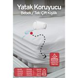 Eve Tekstil Fitted Pamuklu Bebek / Tek / Çift Kişilik Sıvı Geçirmez Yatak Koruyucu Lastikli Çarşaf Alez - 80 x 130 cm - Beyaz