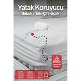 Eve Tekstil Fitted Pamuklu Bebek / Tek / Çift Kişilik Sıvı Geçirmez Yatak Koruyucu Lastikli Çarşaf Alez Beyaz