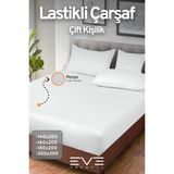 Eve Tekstil Fitted Penye Kumaş Çift Kişilik Lastikli Çarşaf - 140 x 190 - Beyaz