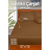 Eve Tekstil Fitted Yüksek Kaliteli Penye Kumaş Çift Kişilik Lastikli Çarşaf Kahverengi