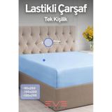 Eve Tekstil Fitted Yüksek Kaliteli Penye Kumaş Tek Kişilik Lastikli Çarşaf Mavi