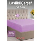 Eve Tekstil Fitted Yüksek Penye Kumaş Tek Kişilik Lastikli Çarşaf - 100 x 200 - Lila