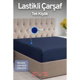 Eve Tekstil Fitted Yüksek Penye Kumaş Tek Kişilik Lastikli Çarşaf - 120 x 200 - Lacivert