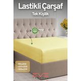 Eve Tekstil Fitted Yüksek Penye Kumaş Tek Kişilik Lastikli Çarşaf - 120 x 200 - Sarı