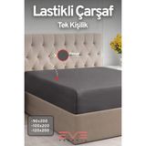 Eve Tekstil Fitted Yüksek Penye Kumaş Tek Kişilik Lastikli Çarşaf - 140 x 190 - Koyu Gri