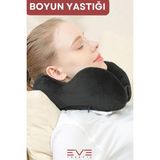 Eve Tekstil Ortopedik Boyun Yastığı Visco Boyun Destekli Seyahat Yastığı Hipoalerjik Gri - Siyah - 28 x 28 cm