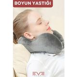 Eve Tekstil Ortopedik BoyunYastığı Visco Boyun Destekli Seyahat Yastığı Hipoalerjik Gri - Siyah