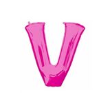 EveFix 1 Metre Pembe V Harfi Folyo Harf Balon Pembe Folyo Balon V Harf Balon Anlara Özel Balon V