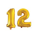 EveFix 12 Yaş Sayı Folyo Balon Altın 90 Cm