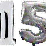 EveFix 15 Yaş Sayı Folyo Balon Gümüş 90 Cm