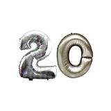 EveFix 20 Yaş Sayı Folyo Balon Gümüş 90 Cm