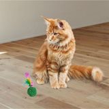 EveFix ® 2Li Rattan Renkli Peluş Tüy Kedi Köpek Oyuncak Yakalama Çiğneme Çıngıraklı Top Oyuncağı