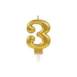 EveFix 3 Rakam Mum Gold Renk, 10 cm, Pasta Mumu