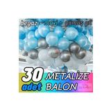 EveFix 30 Adet Metalik Balon (MAVİ BEYAZ GRİ) Parlak Balon Metalize Balon