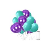 EveFix 30 Adet Su Yeşili-mor Metalik Sedefli Balon