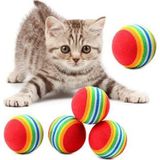 EveFix ® 3Lü Gökkuşağı Sünger Kedi Köpek Çiğneme Oyun Topu 4,2 Cm