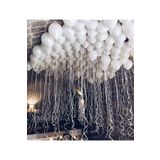 EveFix 50 Adet Beyaz Renk Metalik Lateks Balon Parti Süslemeleri Uçan Balon